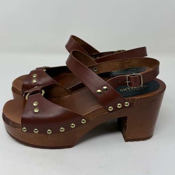 Swedish Hasbeens Leather Slingback Platform Clog Sandals 37 - Picture 3 of 16